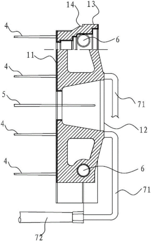 Injection molding machine hydraulic oil circulation type fixed template casting process