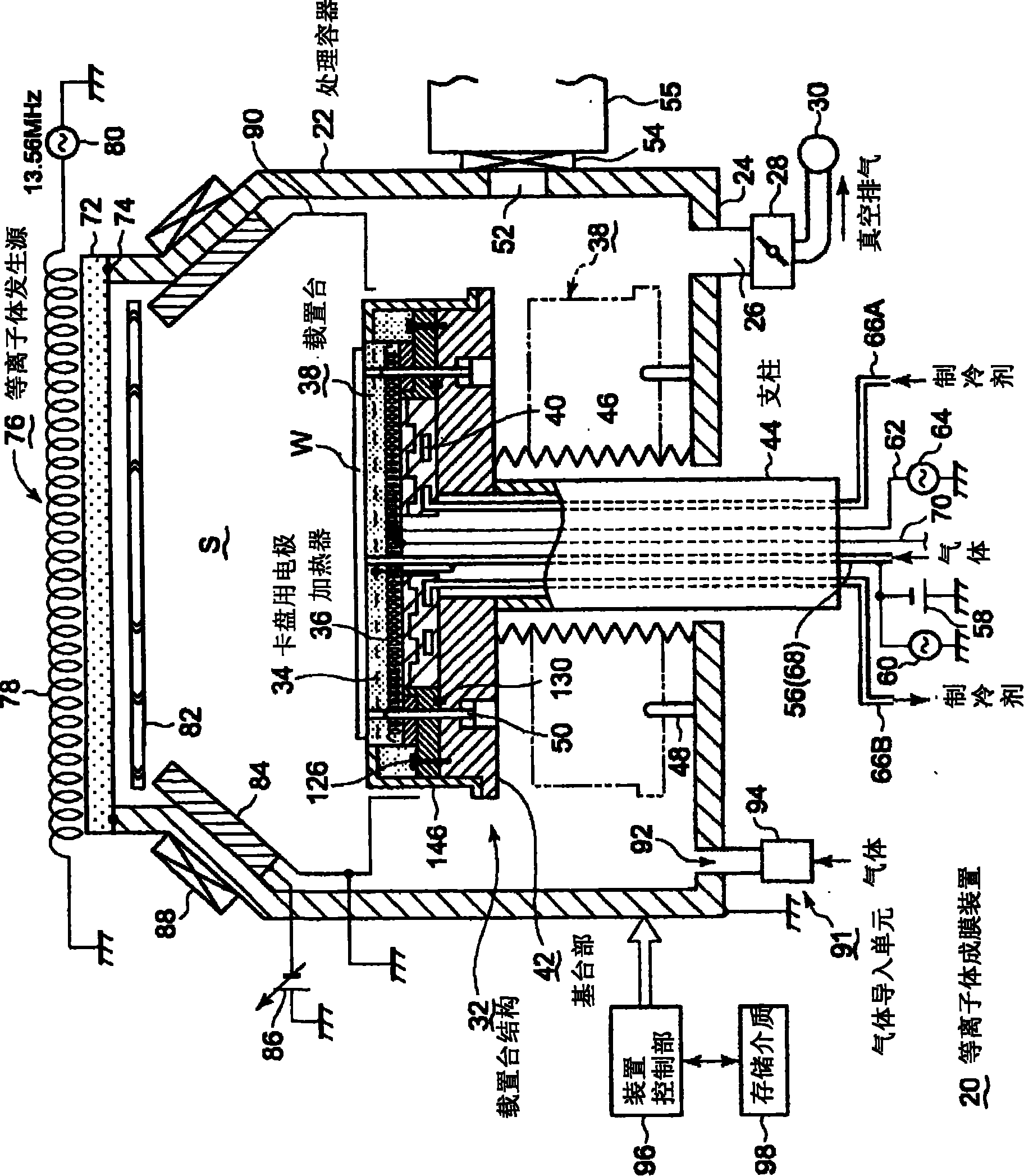 Mounting table structure and plasma film forming apparatus