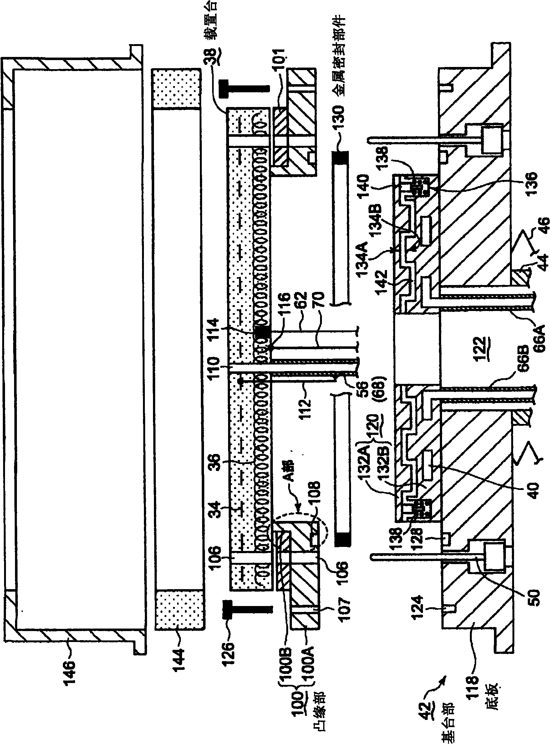 Mounting table structure and plasma film forming apparatus