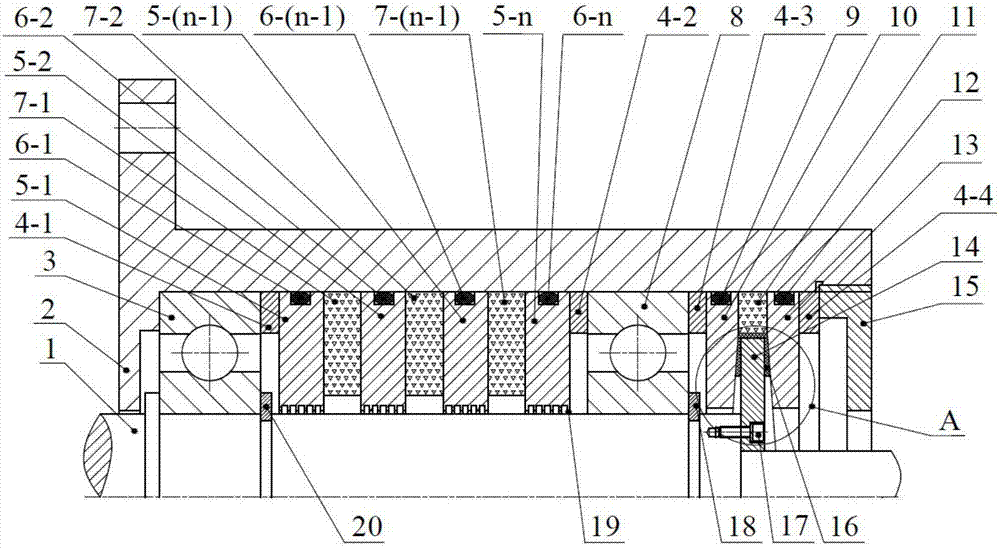 A magnetic liquid sealing device suitable for high linear speed rotating conditions