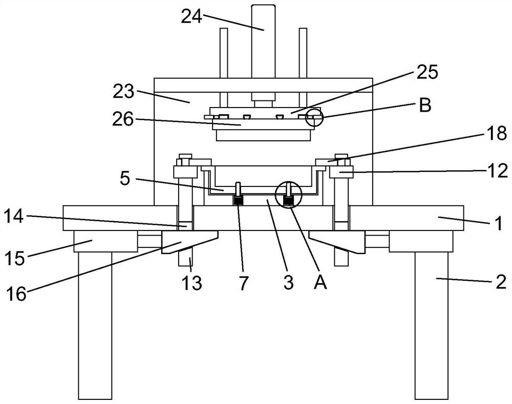 Machining stamping device with die convenient to replace