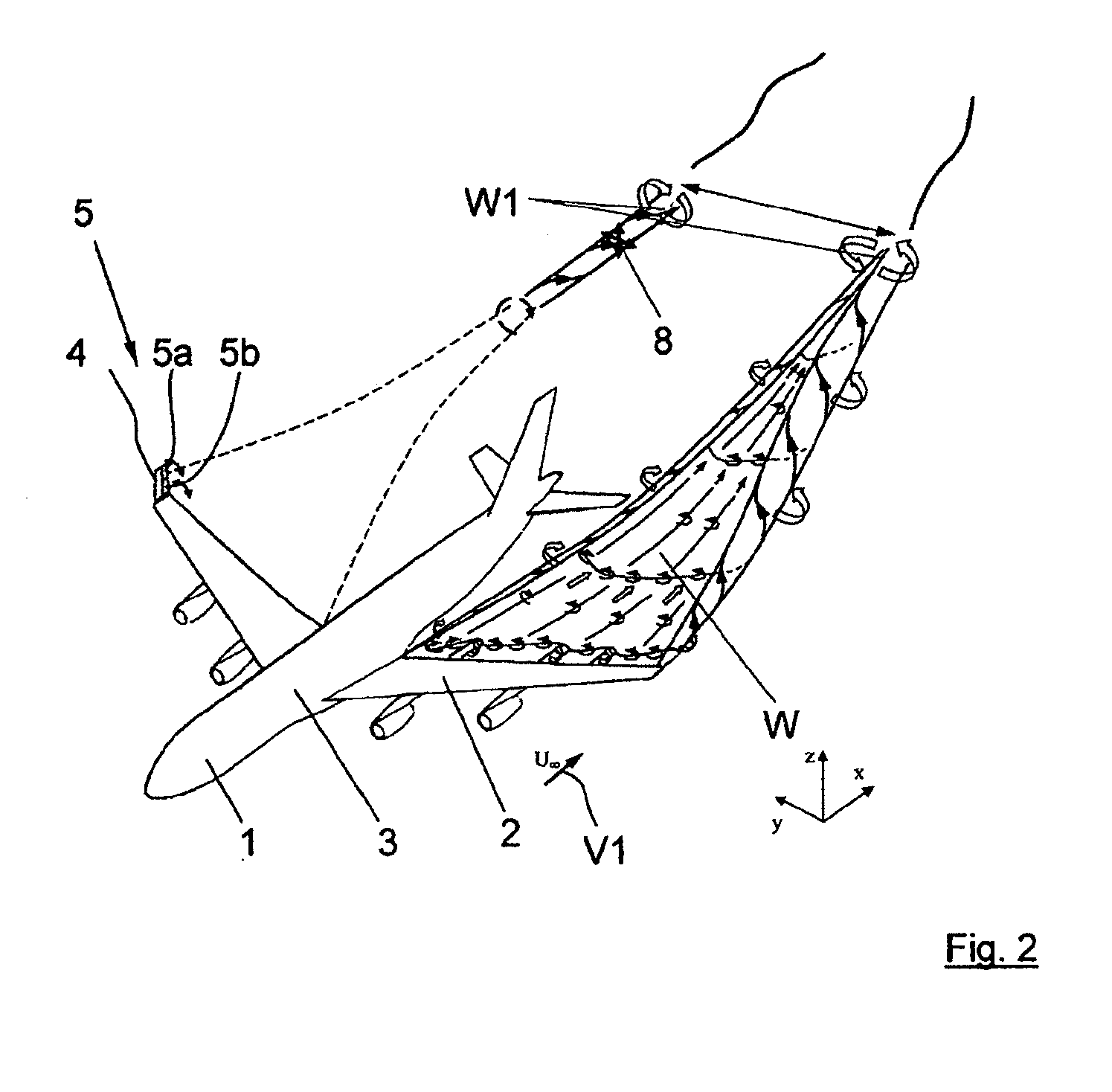 Aerodynamic body and carrier wing comprising an aerodynamic body, actuating drive control module, computer, computer program and method for influencing post-turbulences