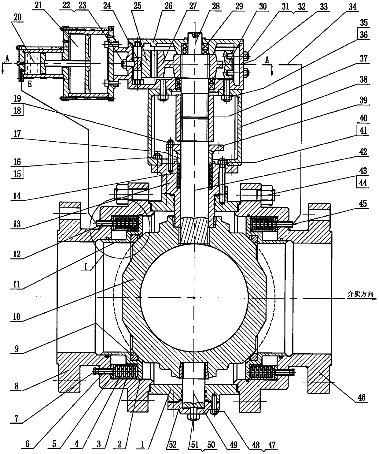 Pneumatic hydraulic corrugated pipe annular combination type wear-resisting ball valve