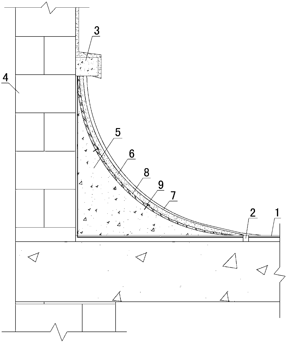 Roof parapet flashing place structure and construction method thereof