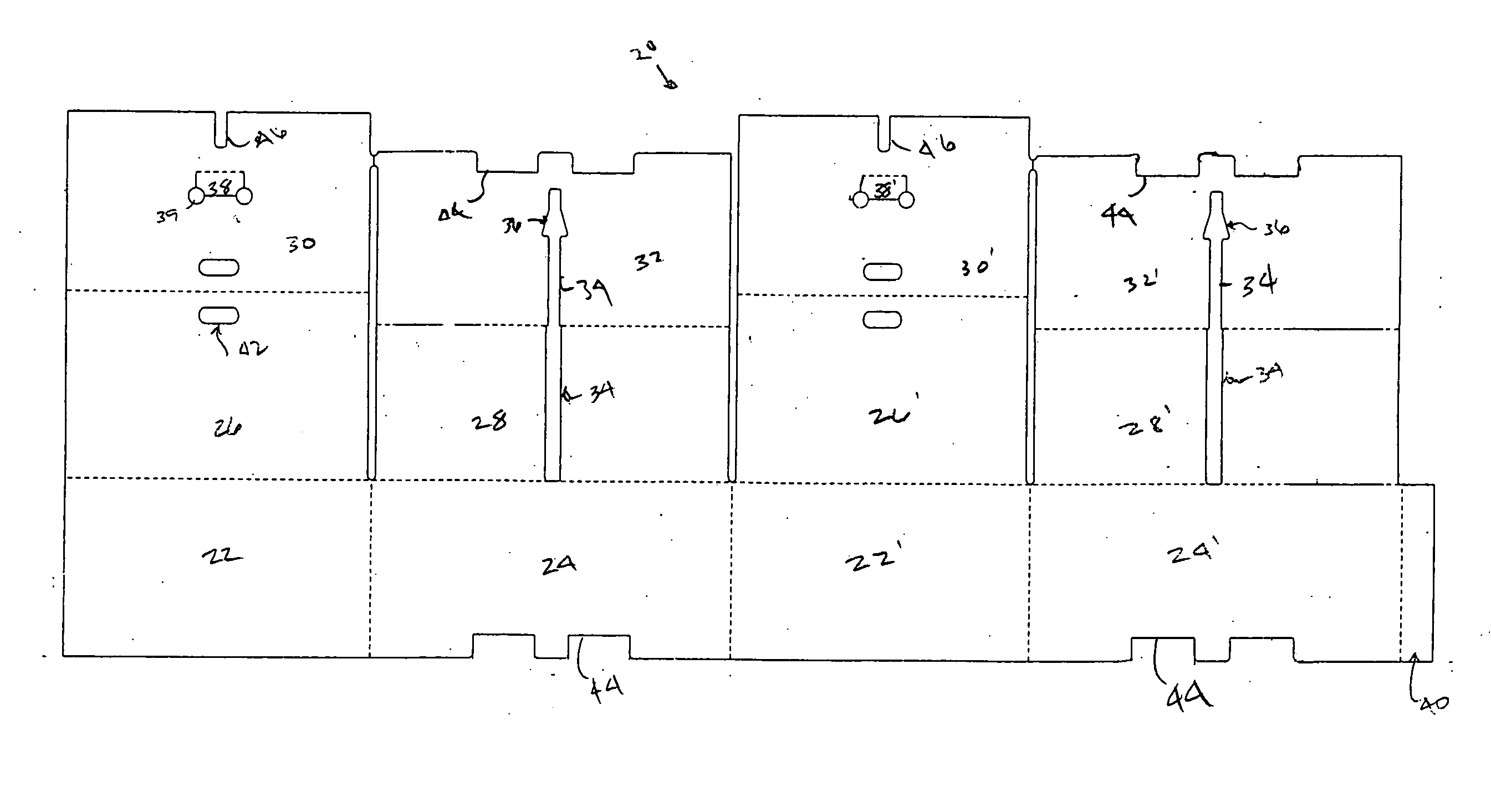 Single piece bulk bin blank and container