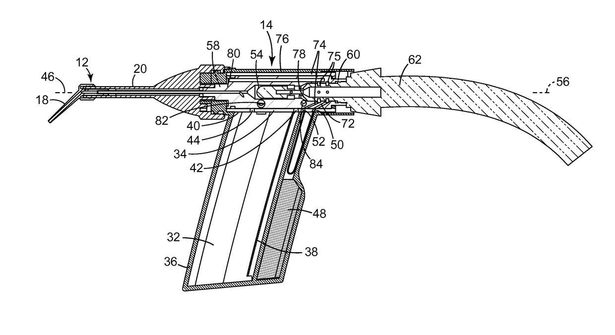 Powder jet device for dispensing dental material