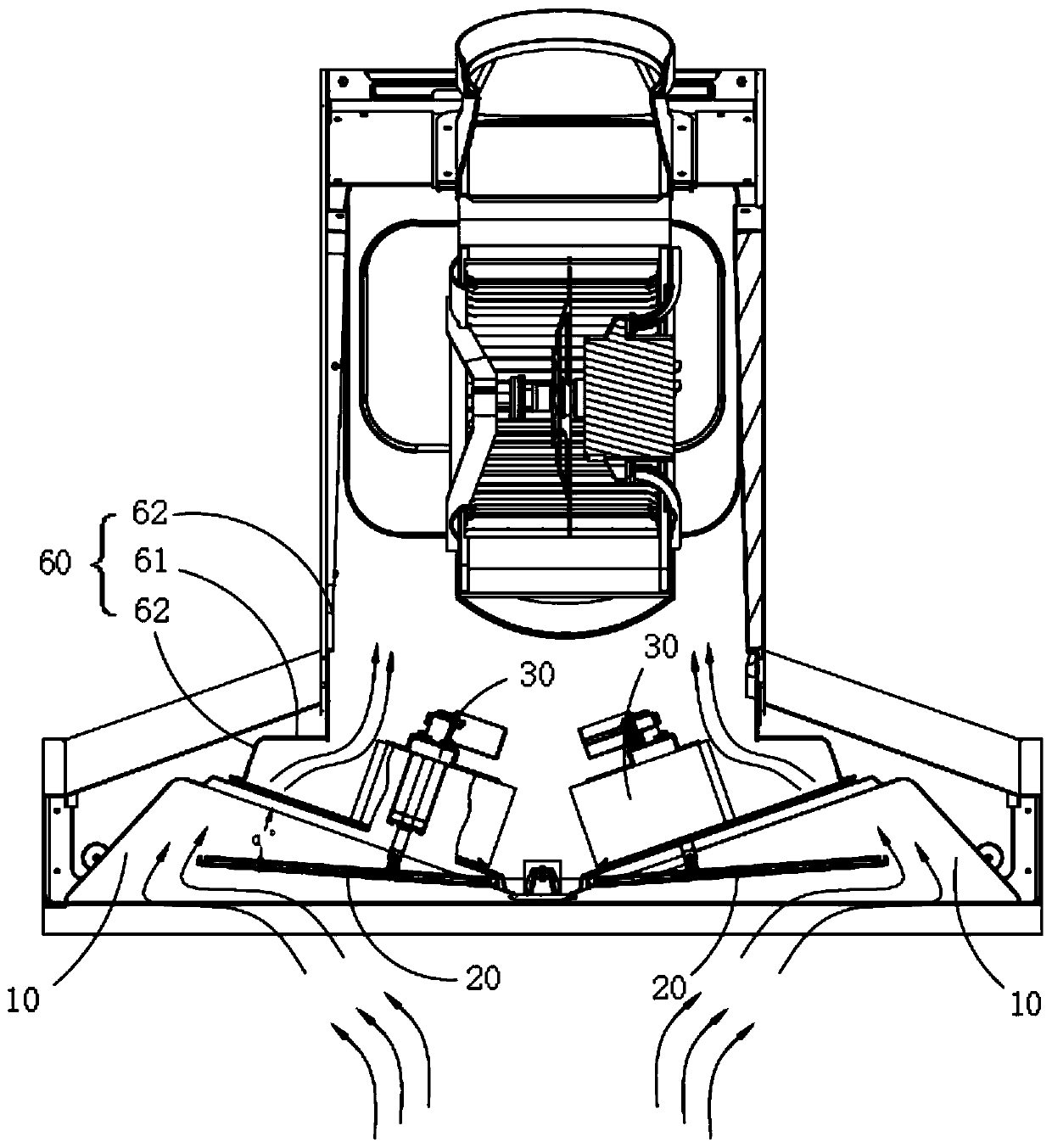 Baffle-type kitchen ventilator and control method thereof