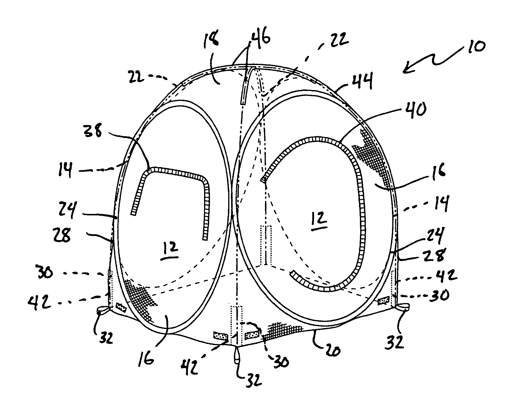 Collapsible structure with top supporting elements