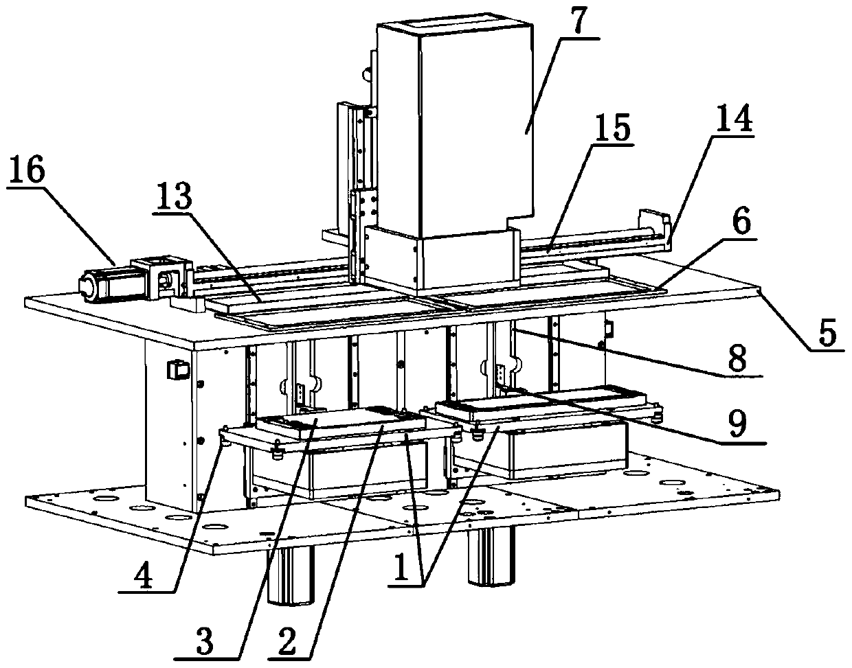 A kind of UV pressure glue curing device and its pressure glue curing method