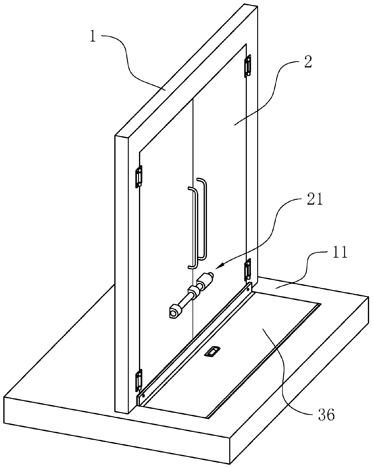 A double-leaf civil air defense door structure with living threshold