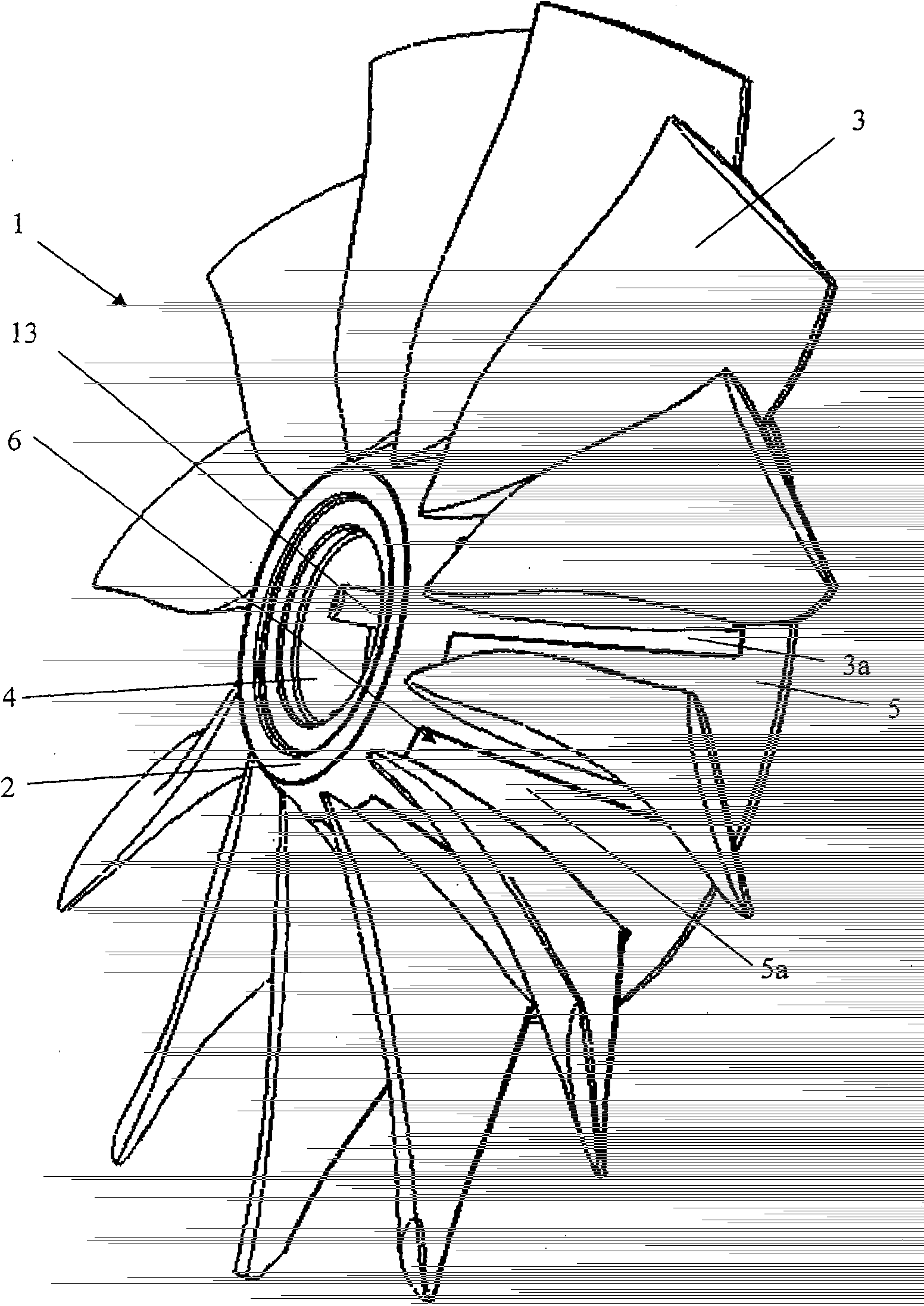 Propeller of a pulsed airflow generator, in particular for a portable blower