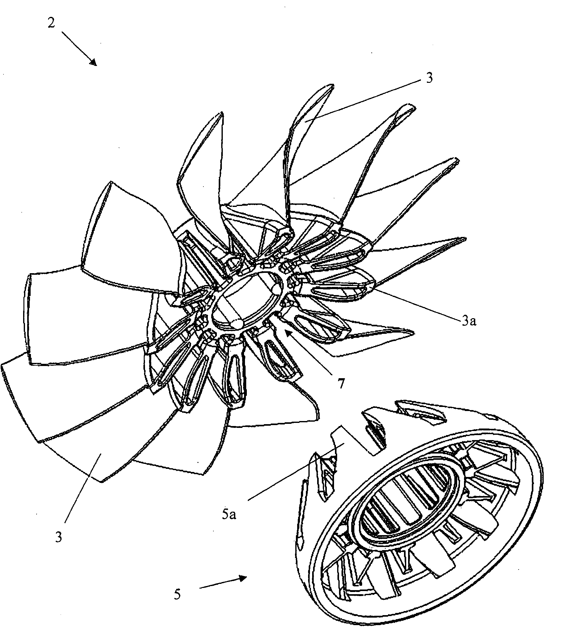 Propeller of a pulsed airflow generator, in particular for a portable blower