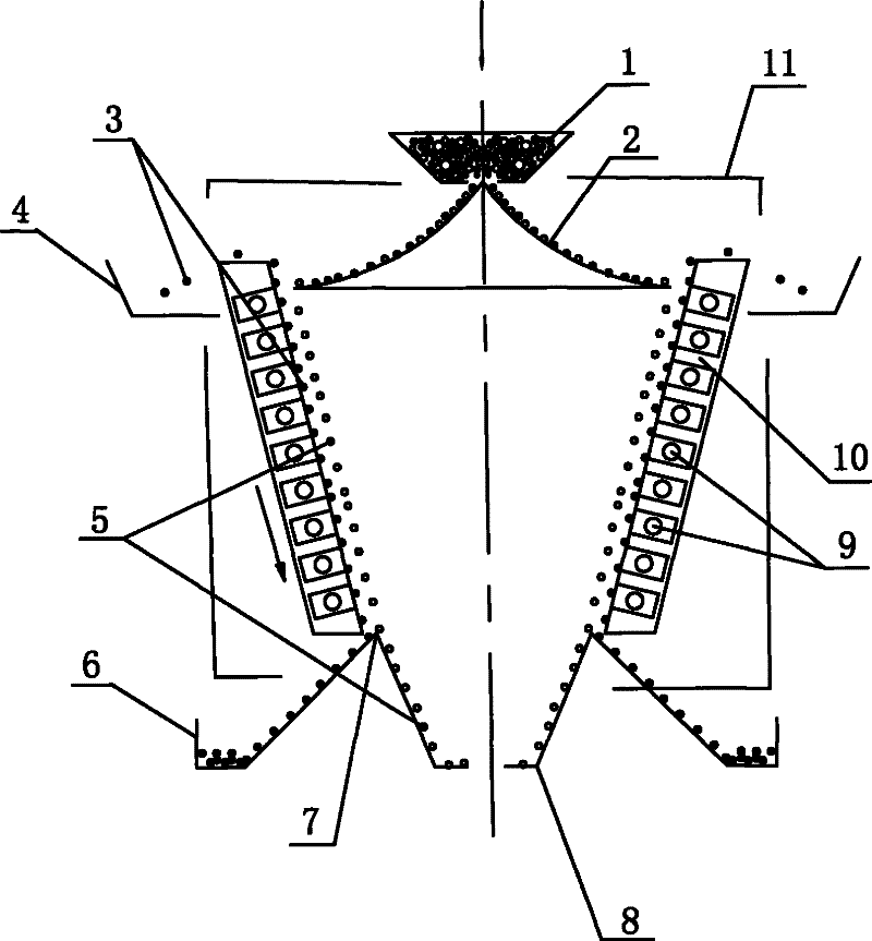 Tapered travelling-wave electromagnetic wave concentrator