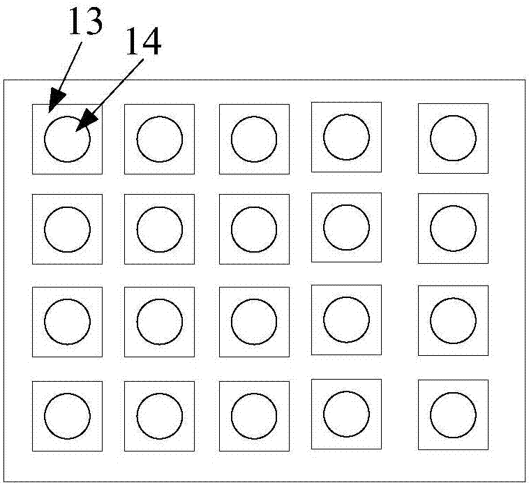 An optical fiber core butt matrix structure