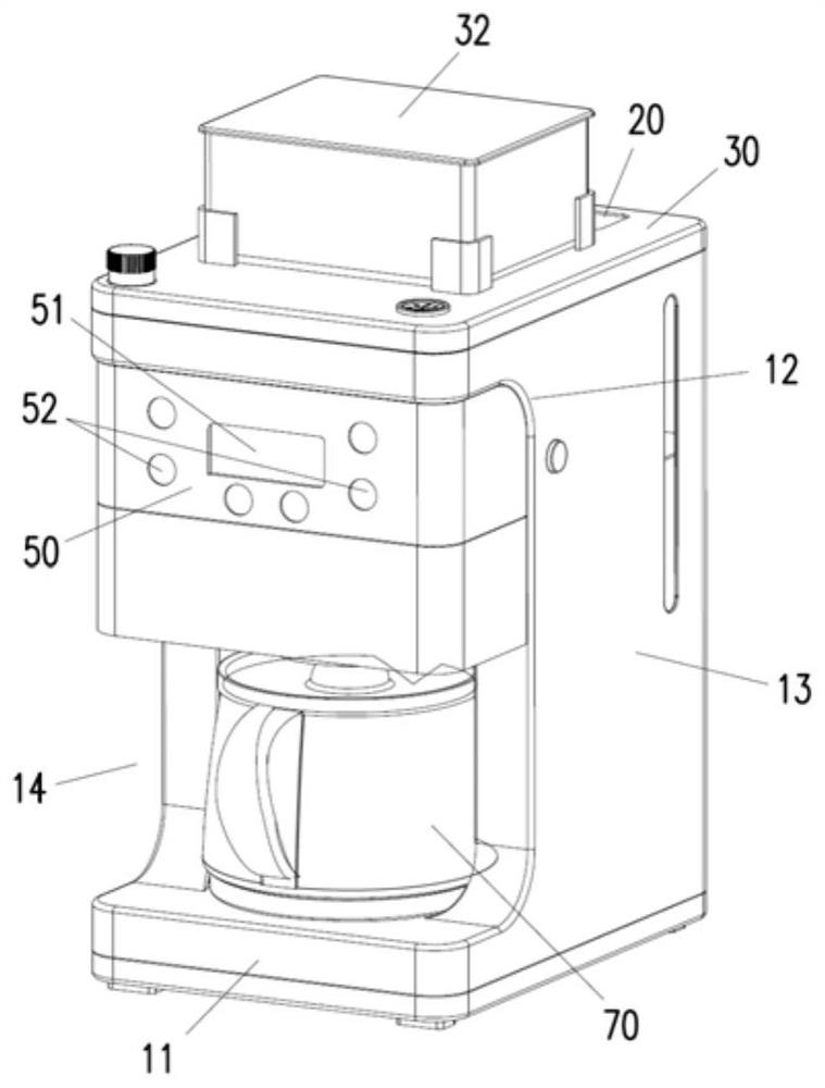 Automatic bean grinding and coffee brewing machine