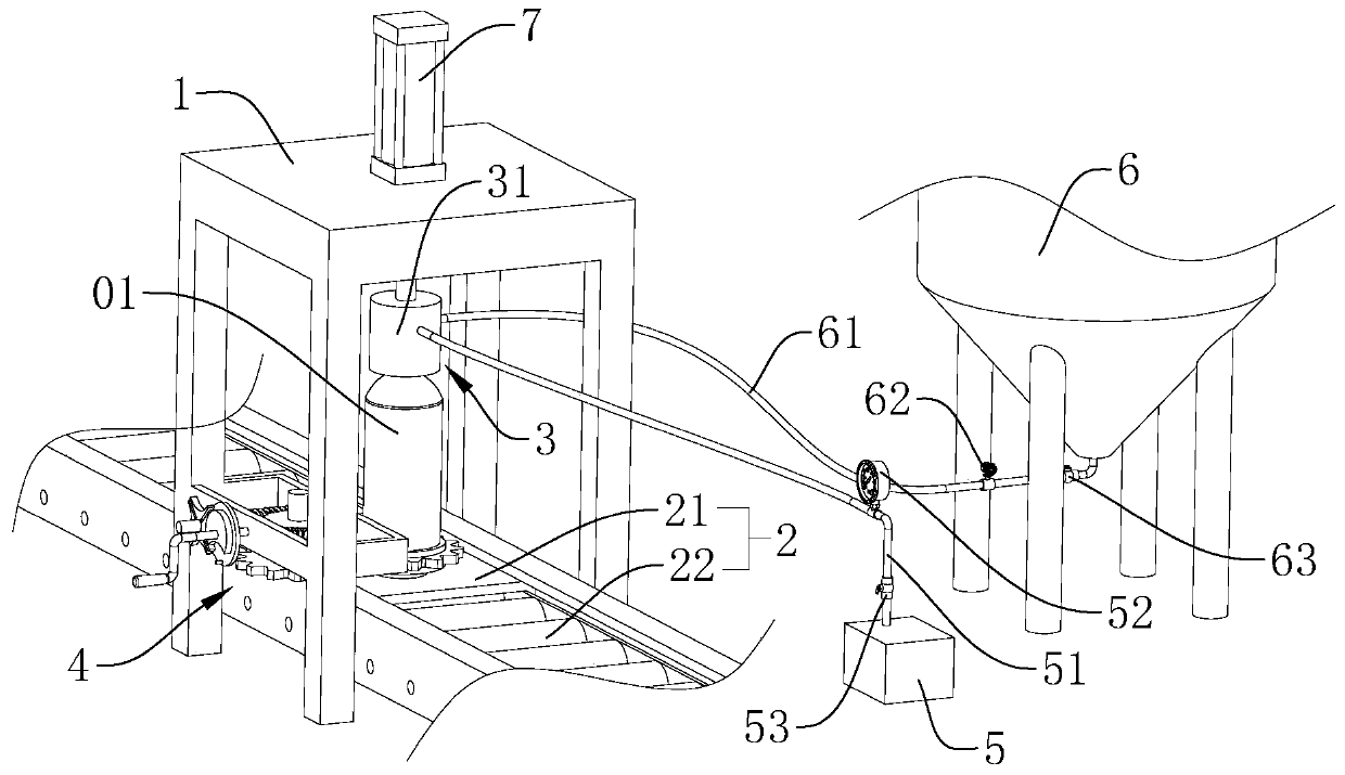 Filling device and technology for dry-powder extinguisher