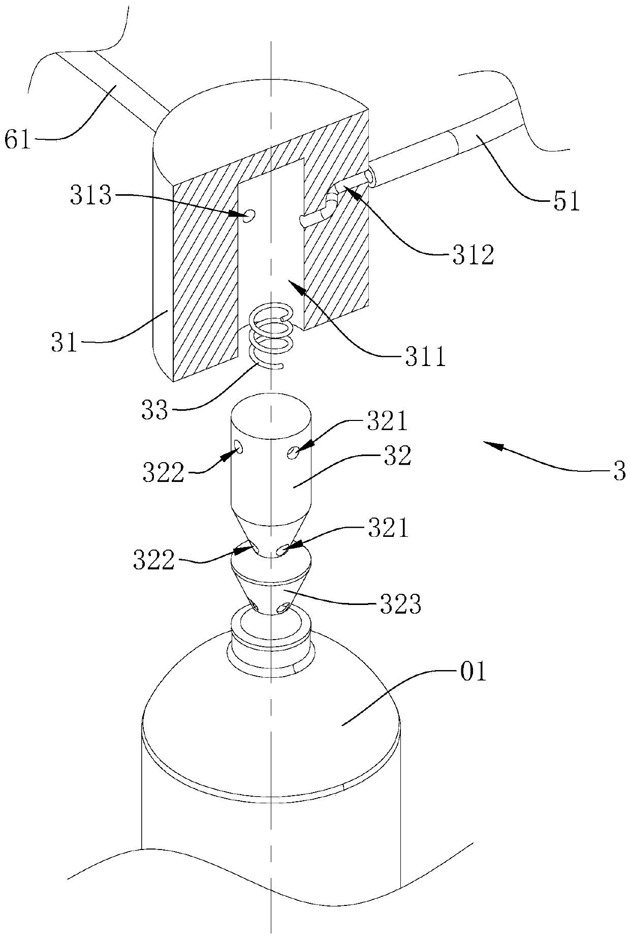 Filling device and technology for dry-powder extinguisher