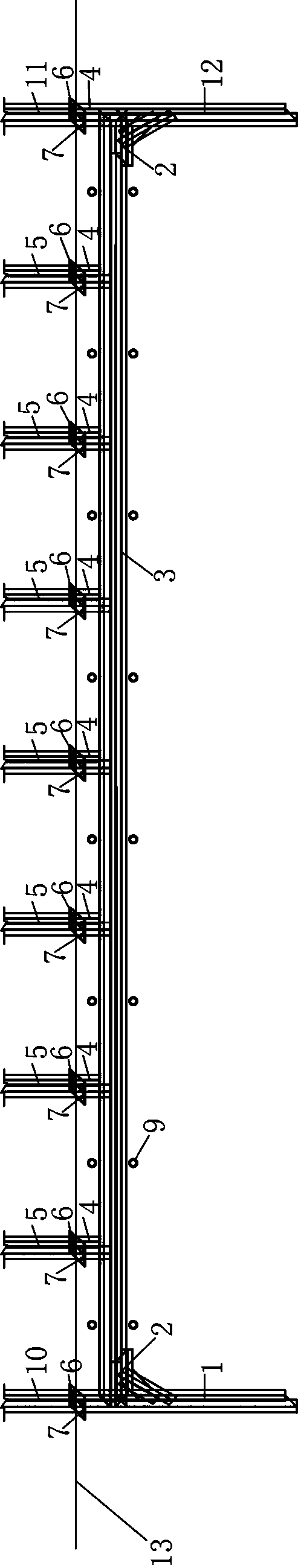 Excavation support structure and construction method for an auxiliary cavern of a sandy gravel layer tunnel