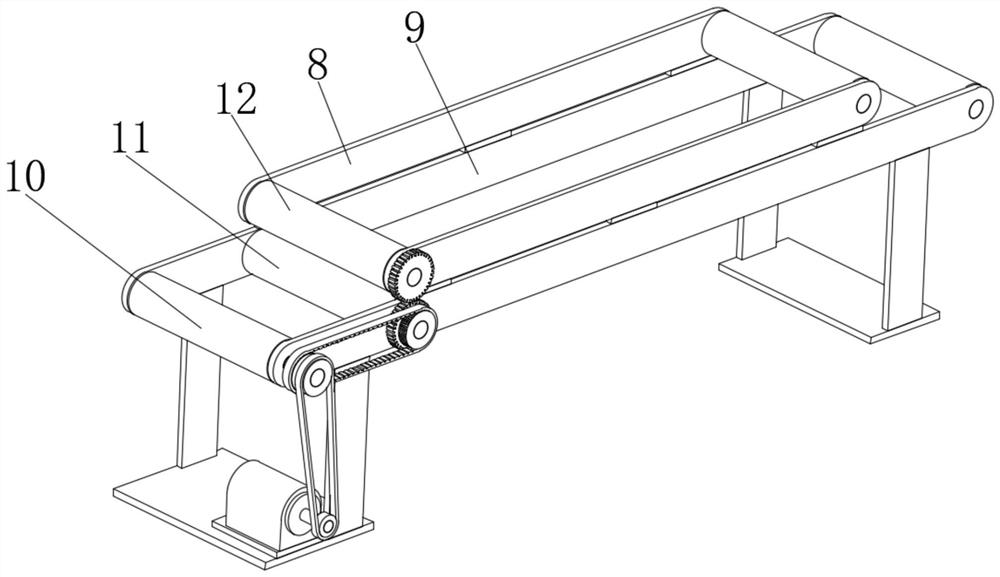 Conveying device for antibacterial mask production