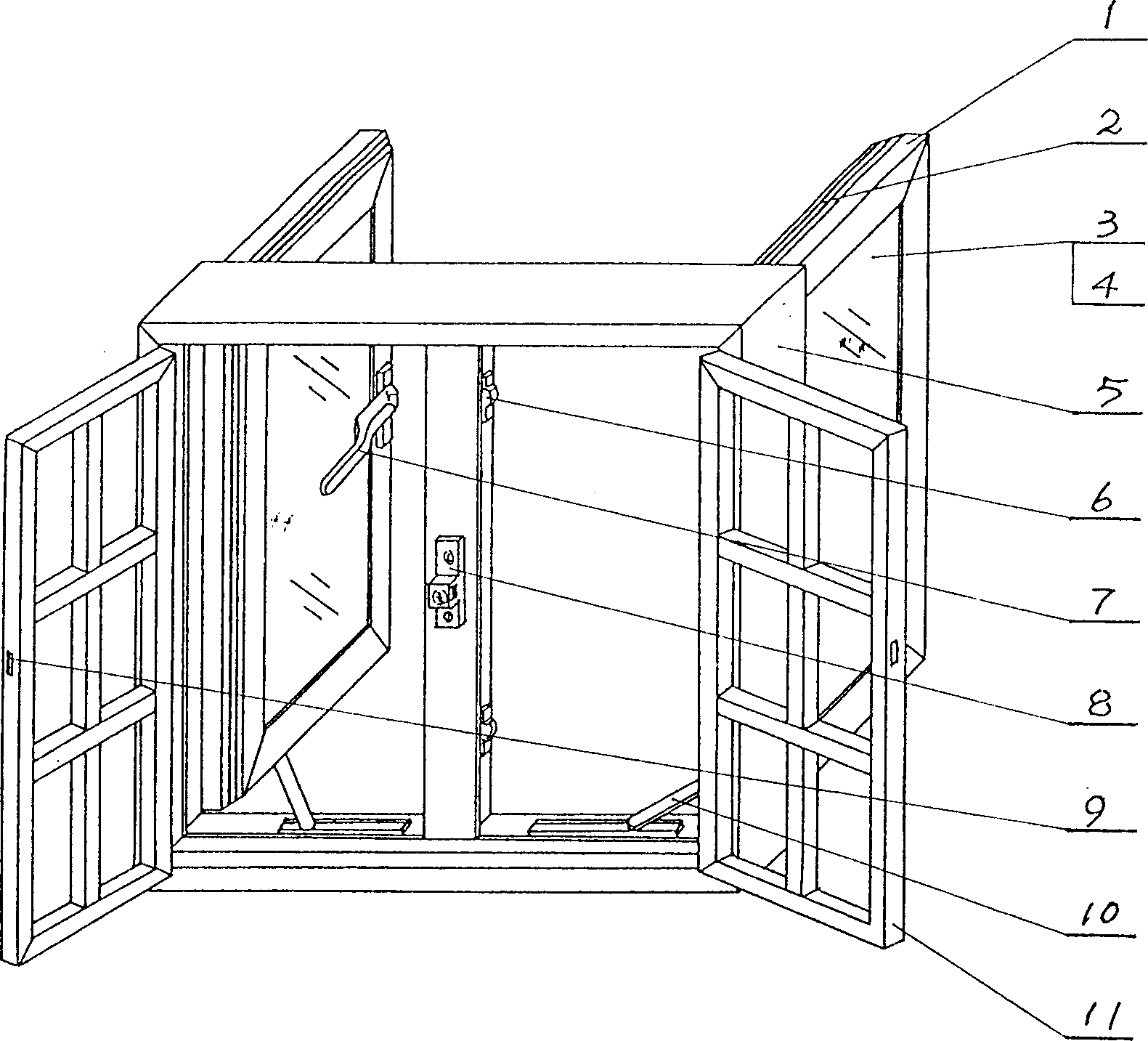 Side-hung hinge window with heat- and sound-insulation, and protection functions