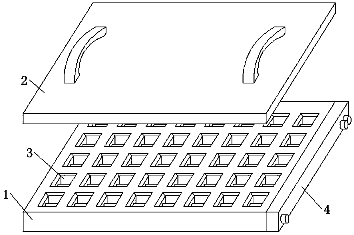 A grid hollow brick filling frame fitted with centripetal compaction