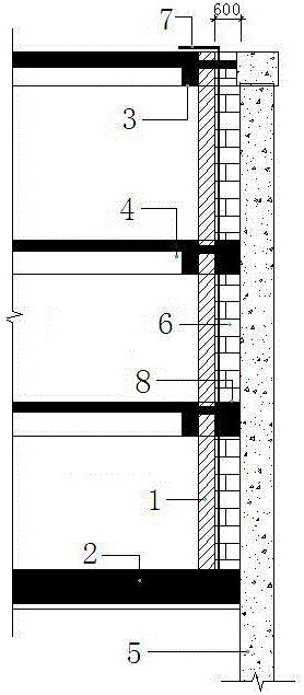 Unilateral supporting formwork basement outer wall with flexible waterproof layer outer formwork