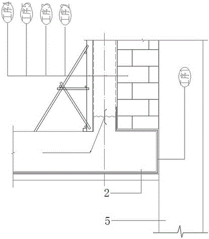 Unilateral supporting formwork basement outer wall with flexible waterproof layer outer formwork