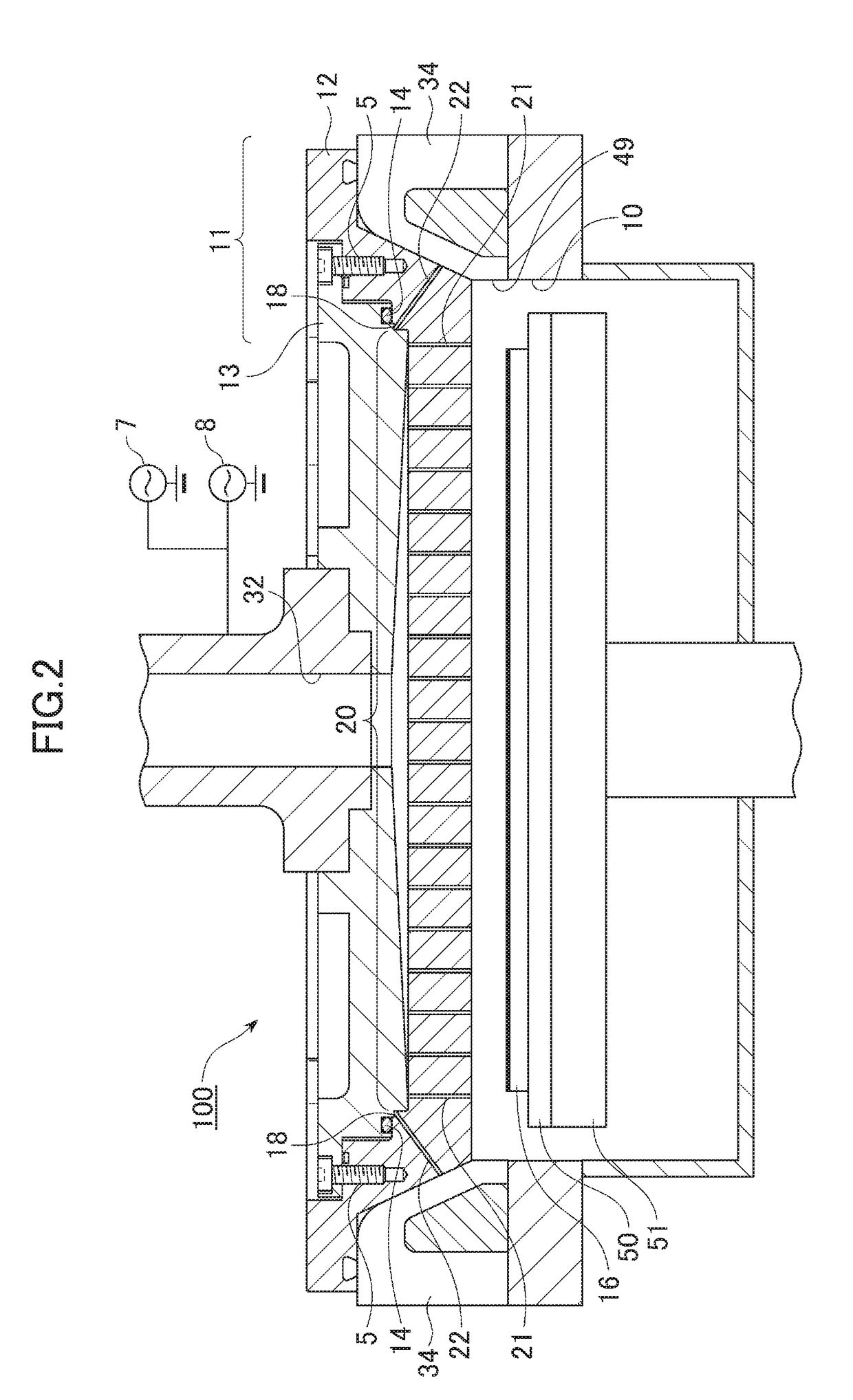 Shower plate structure for exhausting deposition inhibiting gas