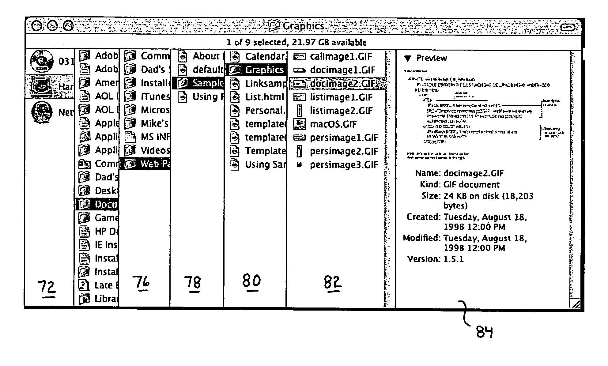 User interface presentation of information in reconfigured or overlapping containers