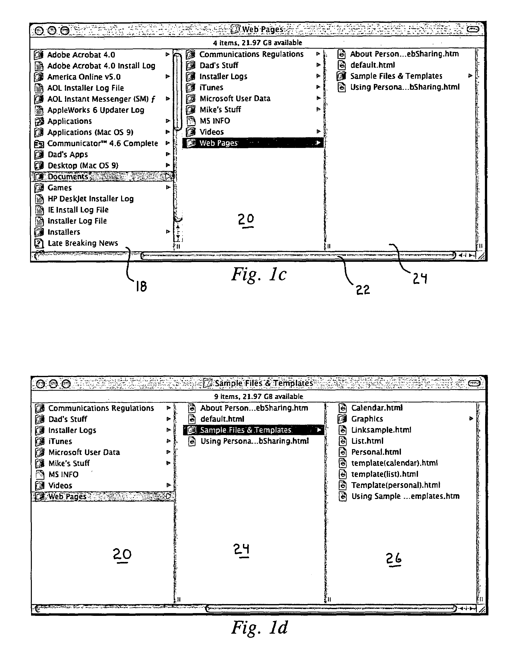 User interface presentation of information in reconfigured or overlapping containers