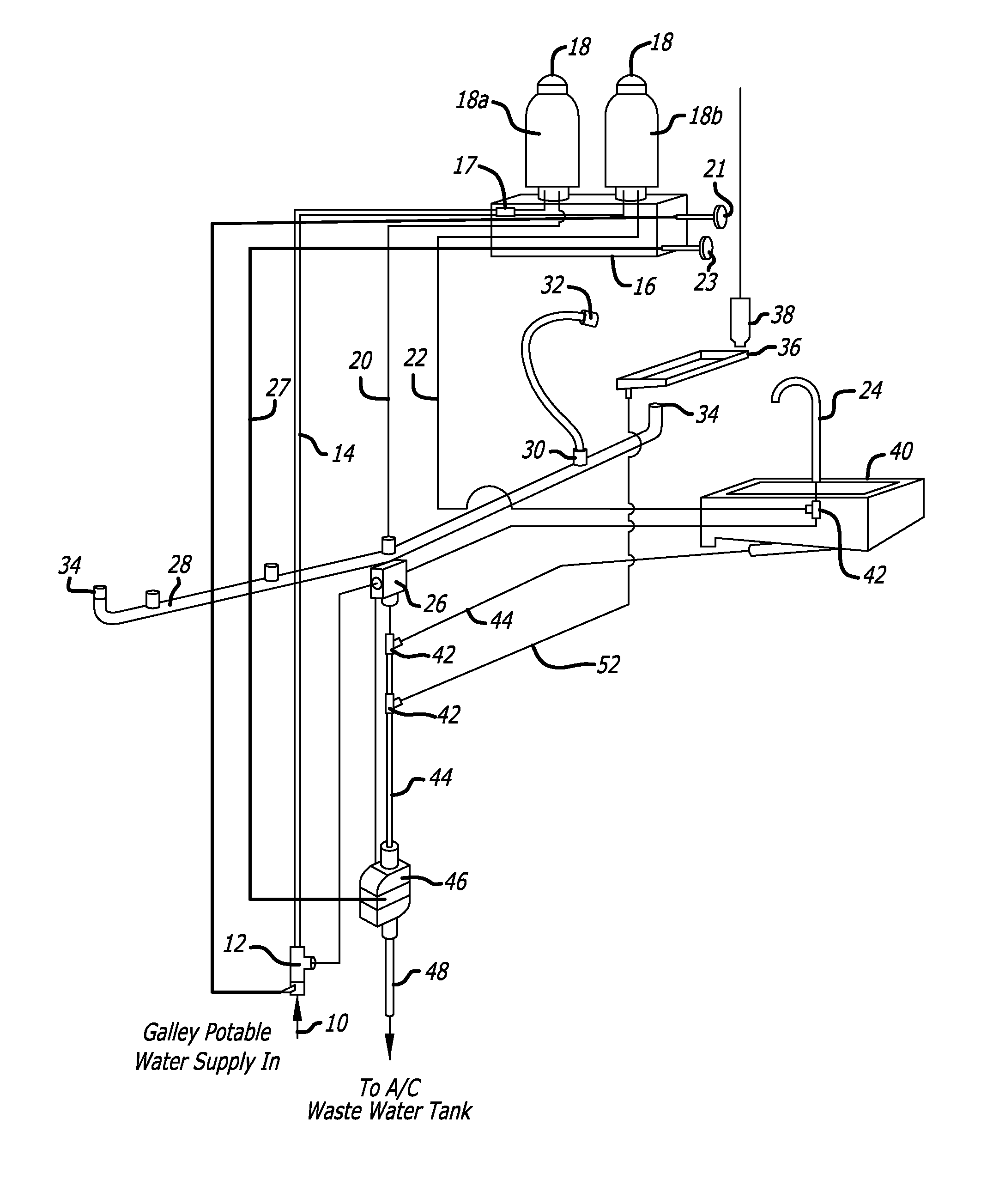 Compact check valve for aircraft galley plumbing system