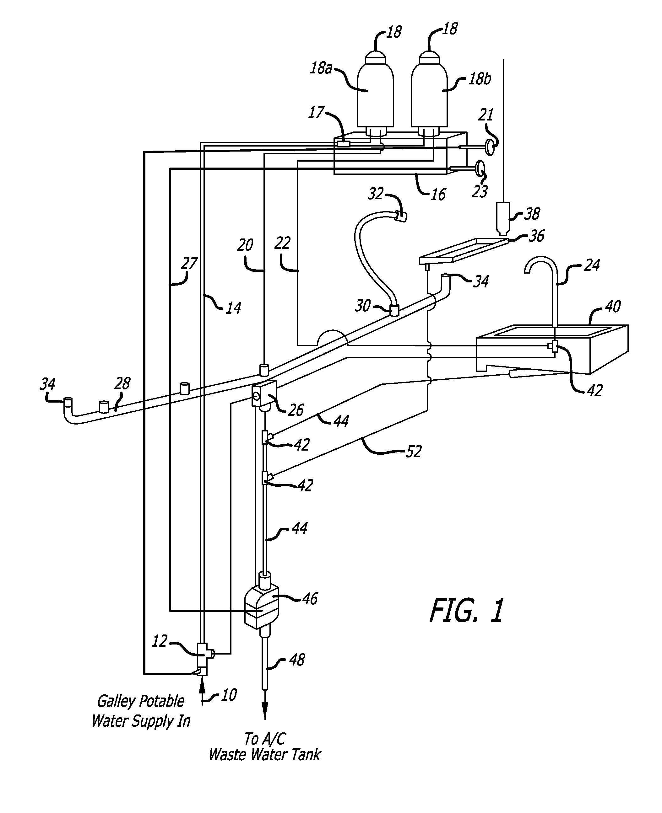 Compact check valve for aircraft galley plumbing system