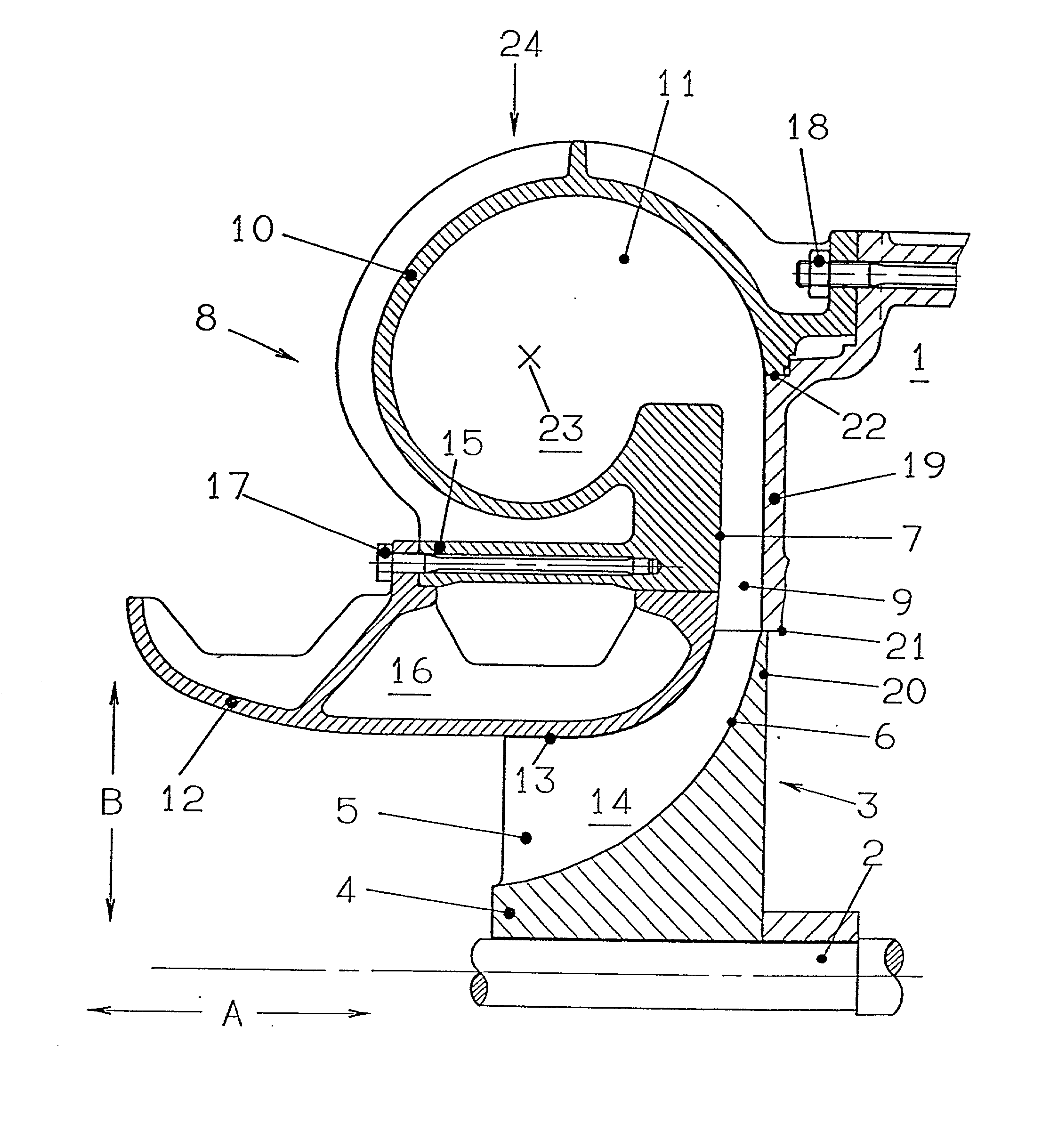 Turbomachine with radial-flow compressor impeller