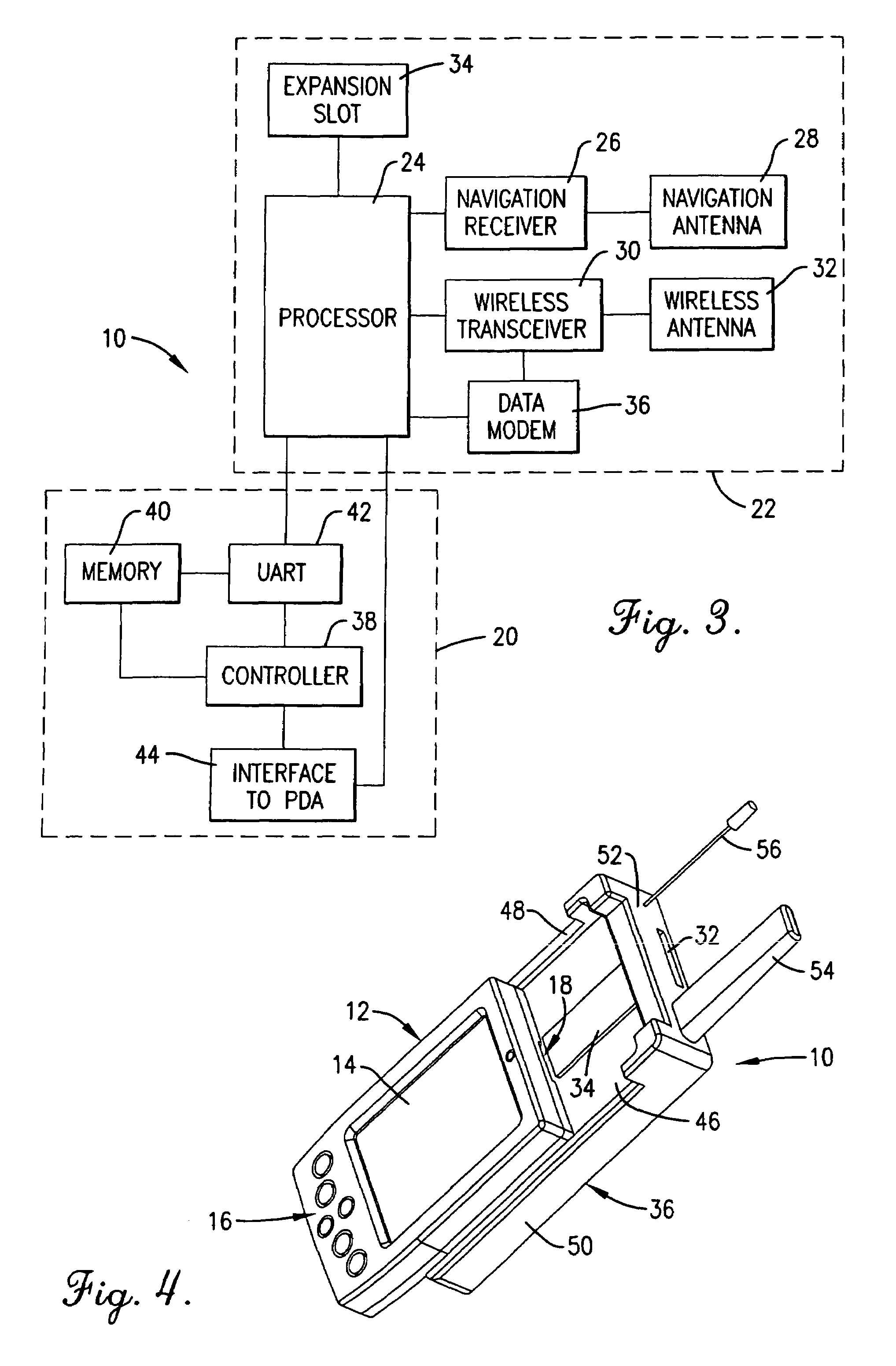 Navigation apparatus for coupling with an expansion slot of a portable, handheld computing device