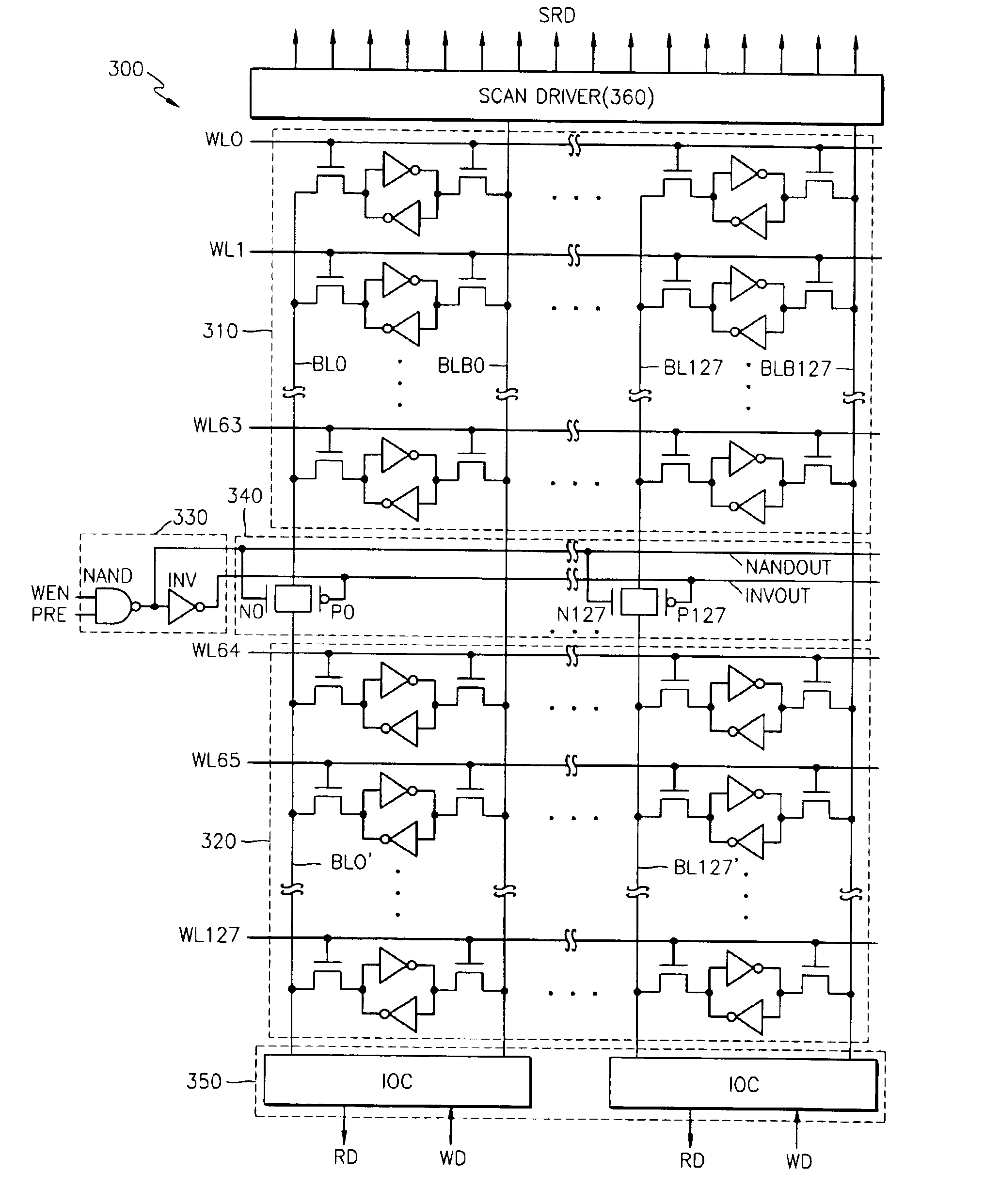 Semiconductor memory device with selectively connectable segmented bit line member and method of driving the same