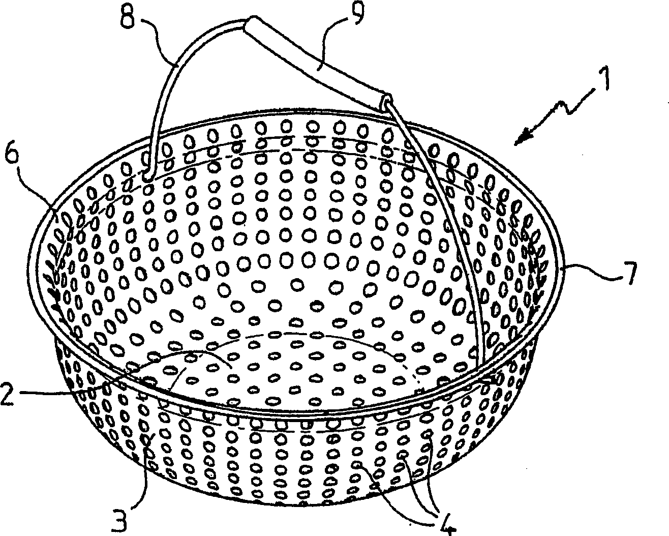 Food cooking basket for pressure cooker, pressure cooker for receiving cooking basket and method for making a cooking basket by swaging