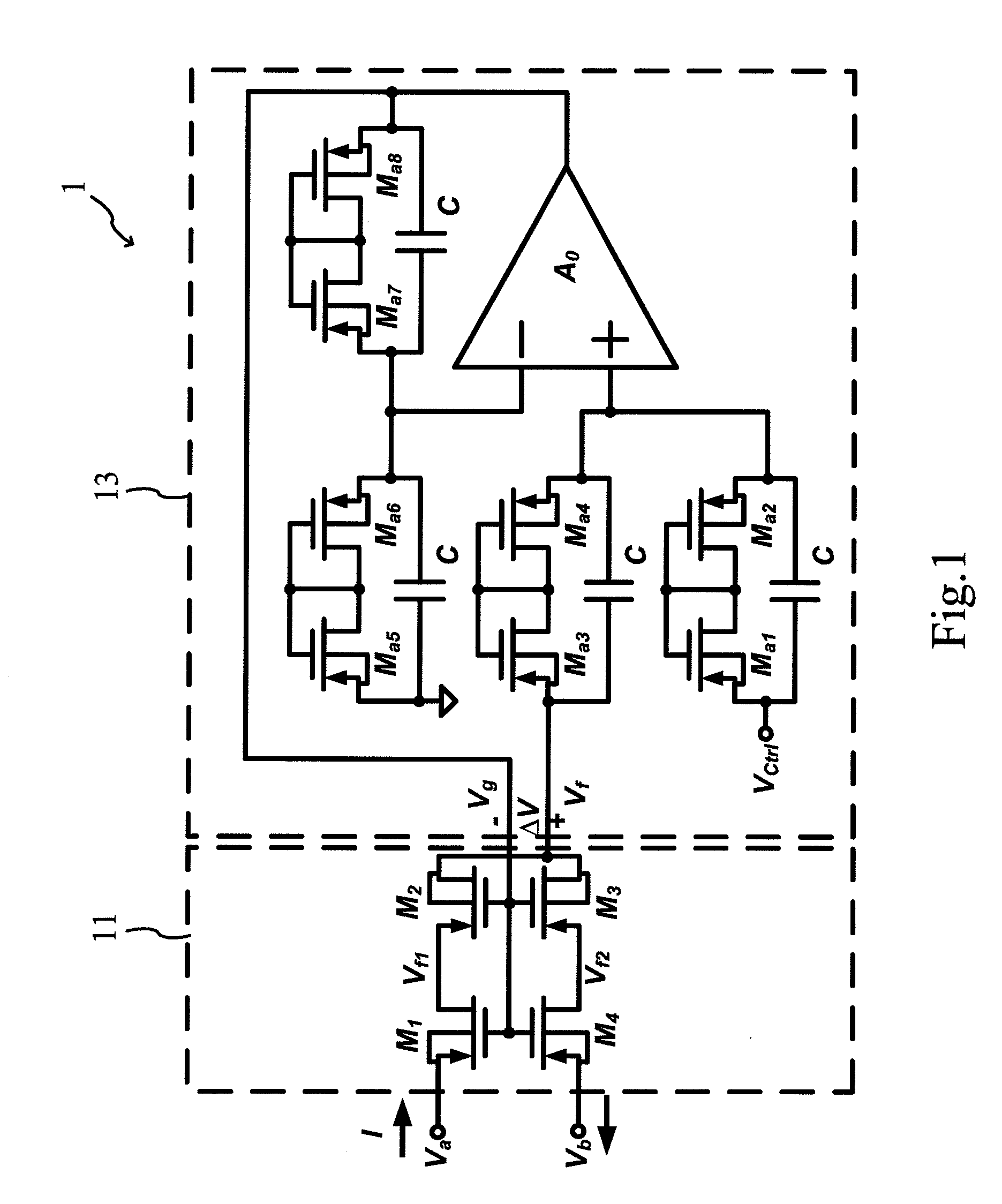 Tunable voltage-controlled pseudo-resistor