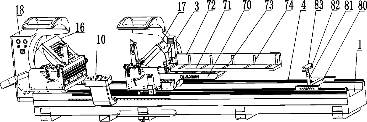 Double-end saw cutting machine with automatic locating function