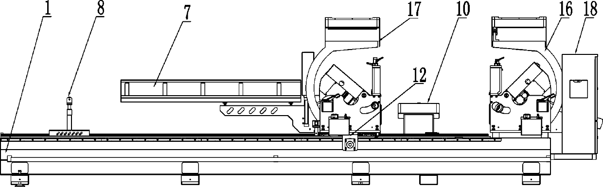 Double-end saw cutting machine with automatic locating function