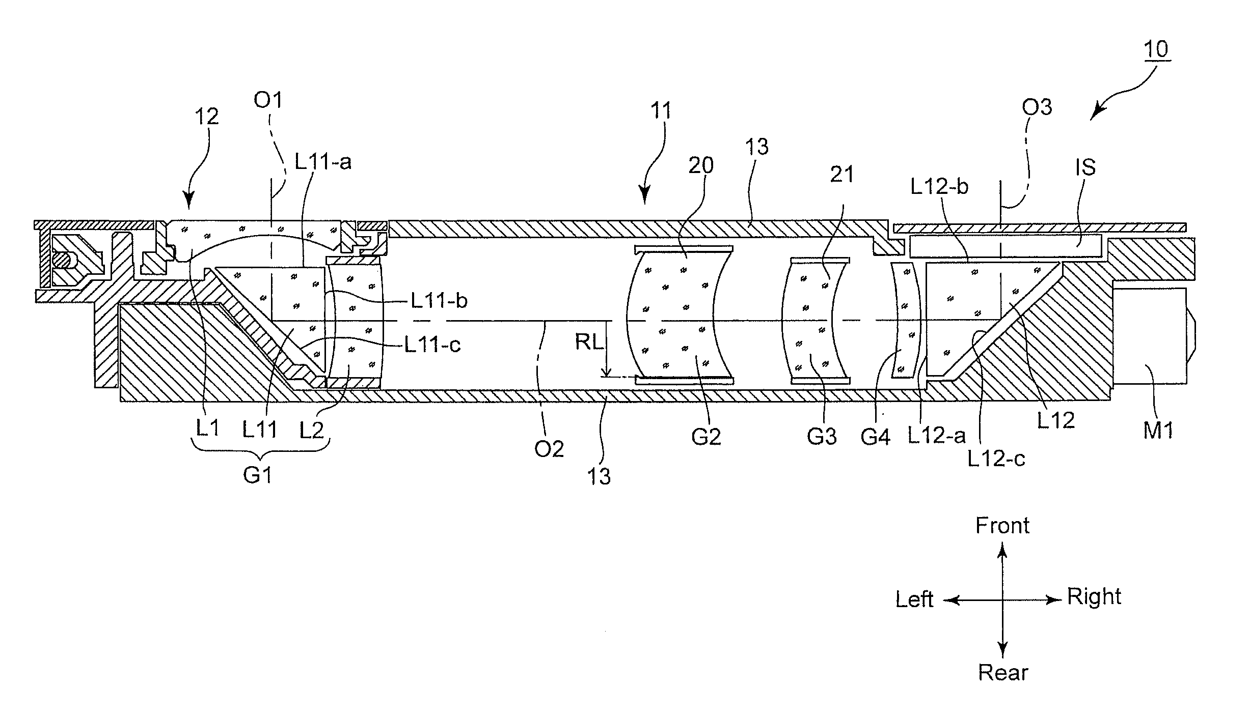 Imaging optical system having bending optical element