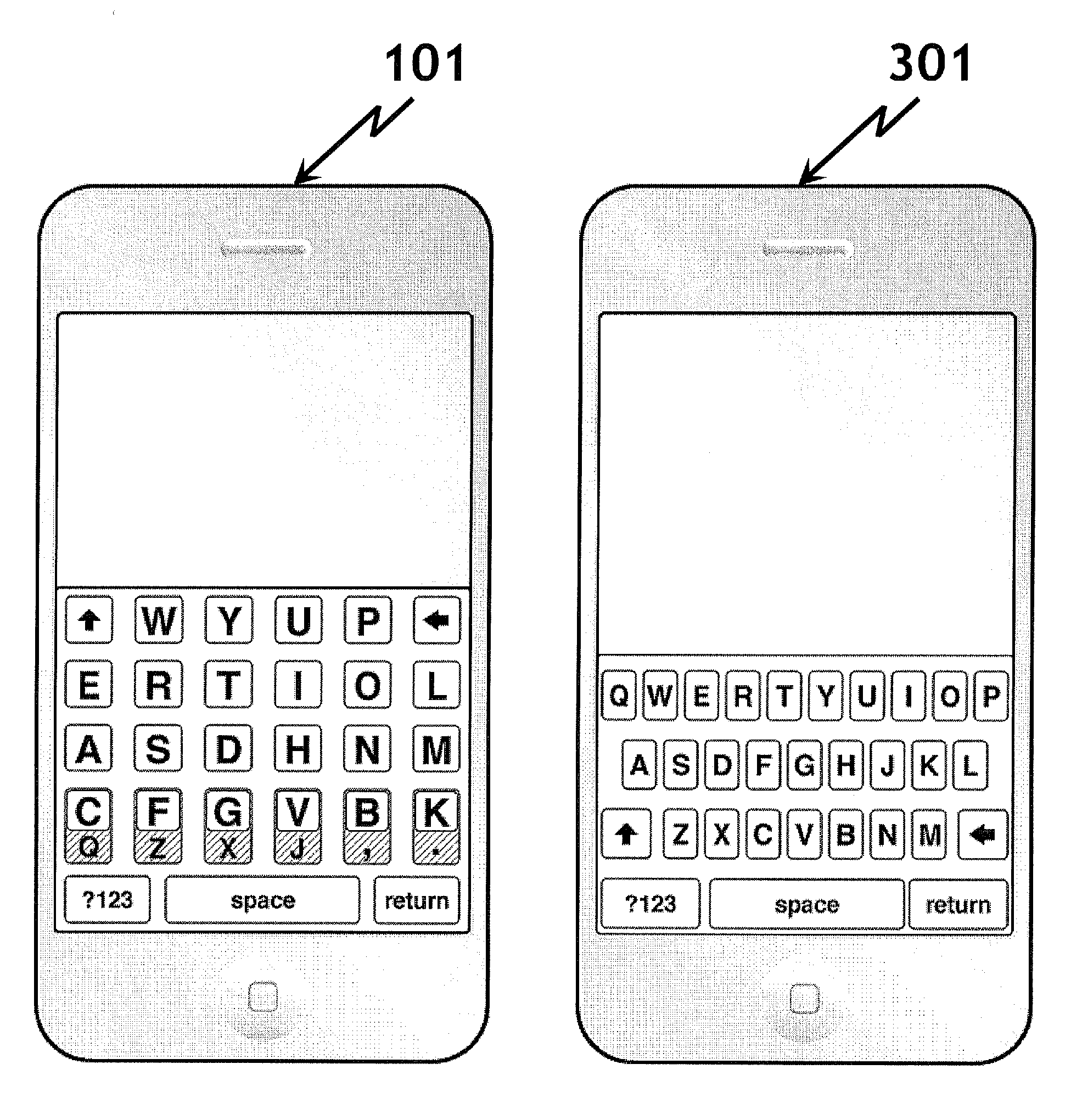 Alphanumeric keypad for touch-screen devices