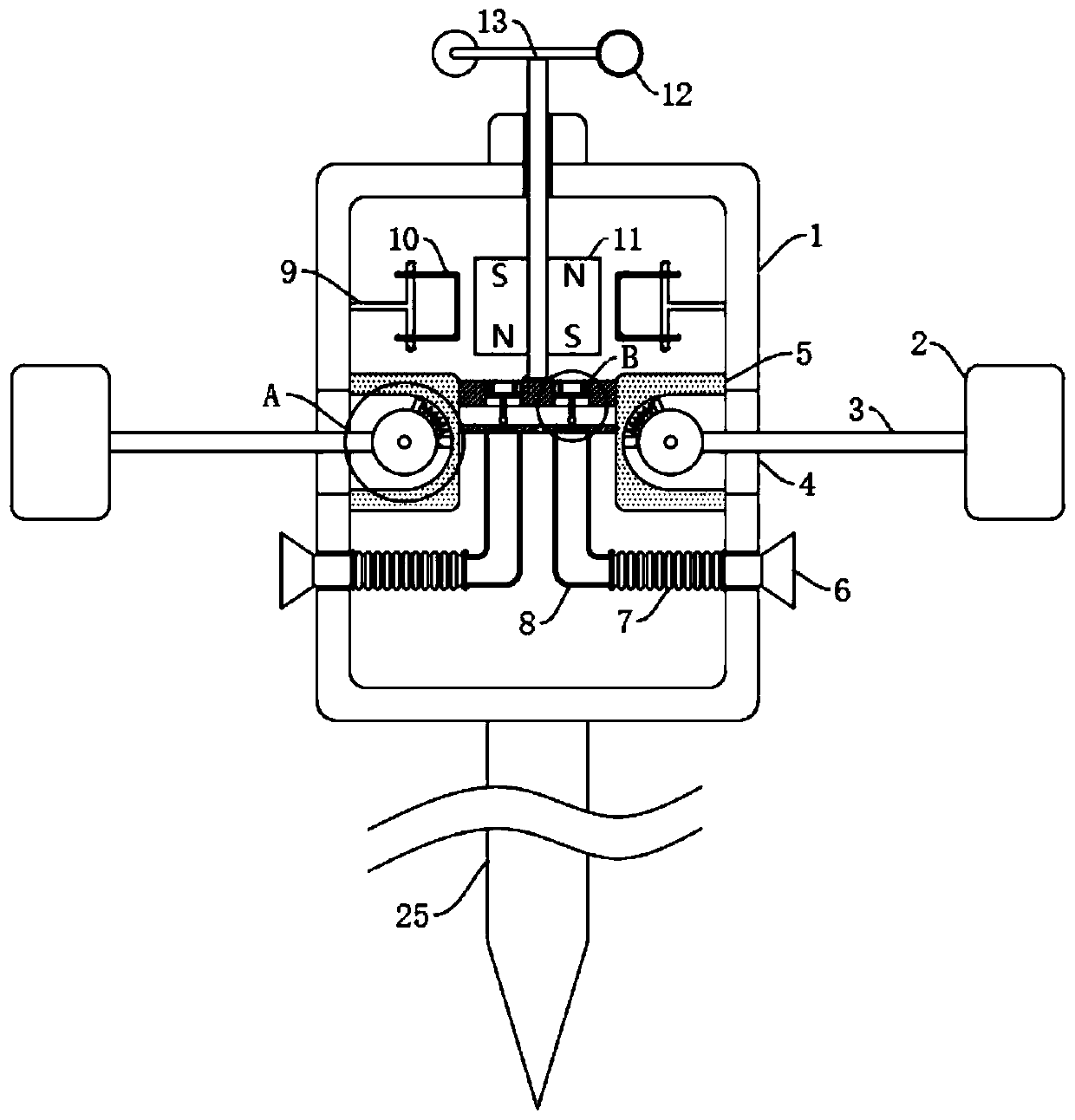 Intelligent agricultural wind-powered self-swinging farmland bird dispelling device