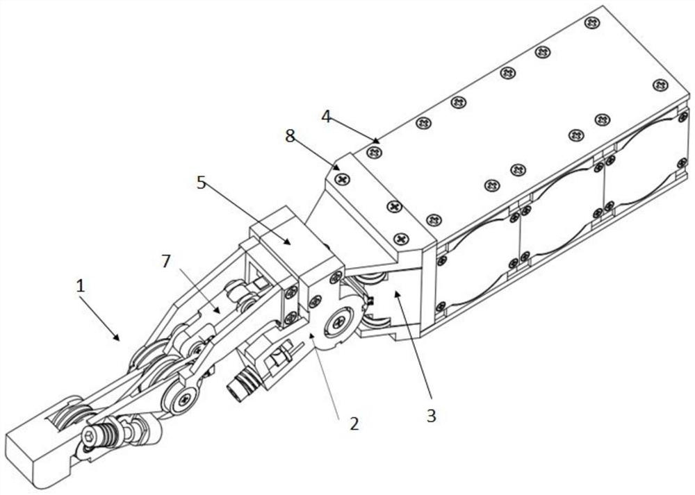 Modular three-degree-of-freedom tendon-rope transmission humanoid dexterous mechanical finger and control method