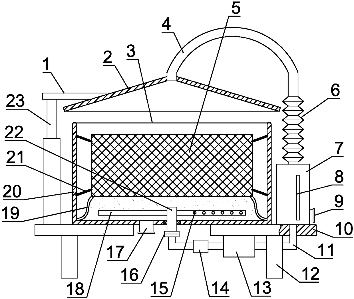 Lindera aggregata turbulence type energy-saving drying device