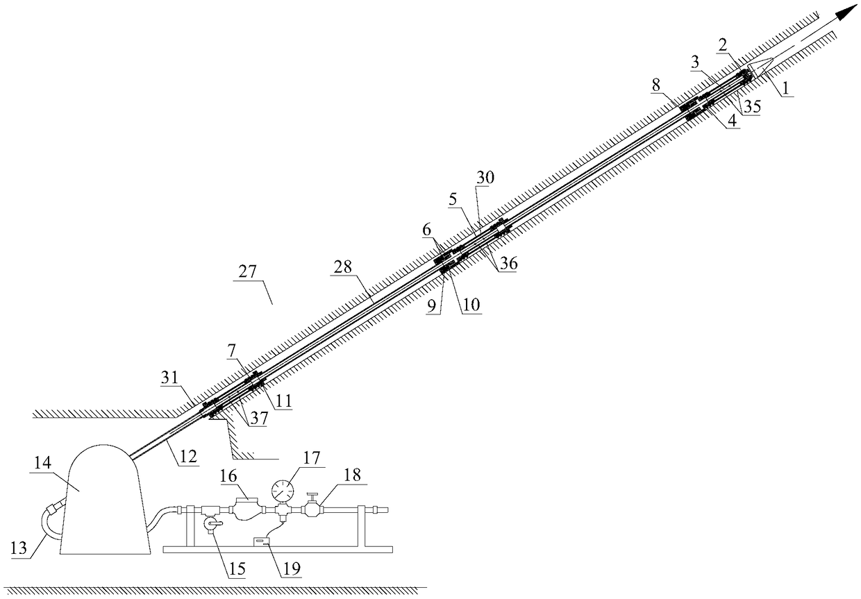 Segmented observation system for mining failure zone of mine roof bottom plate