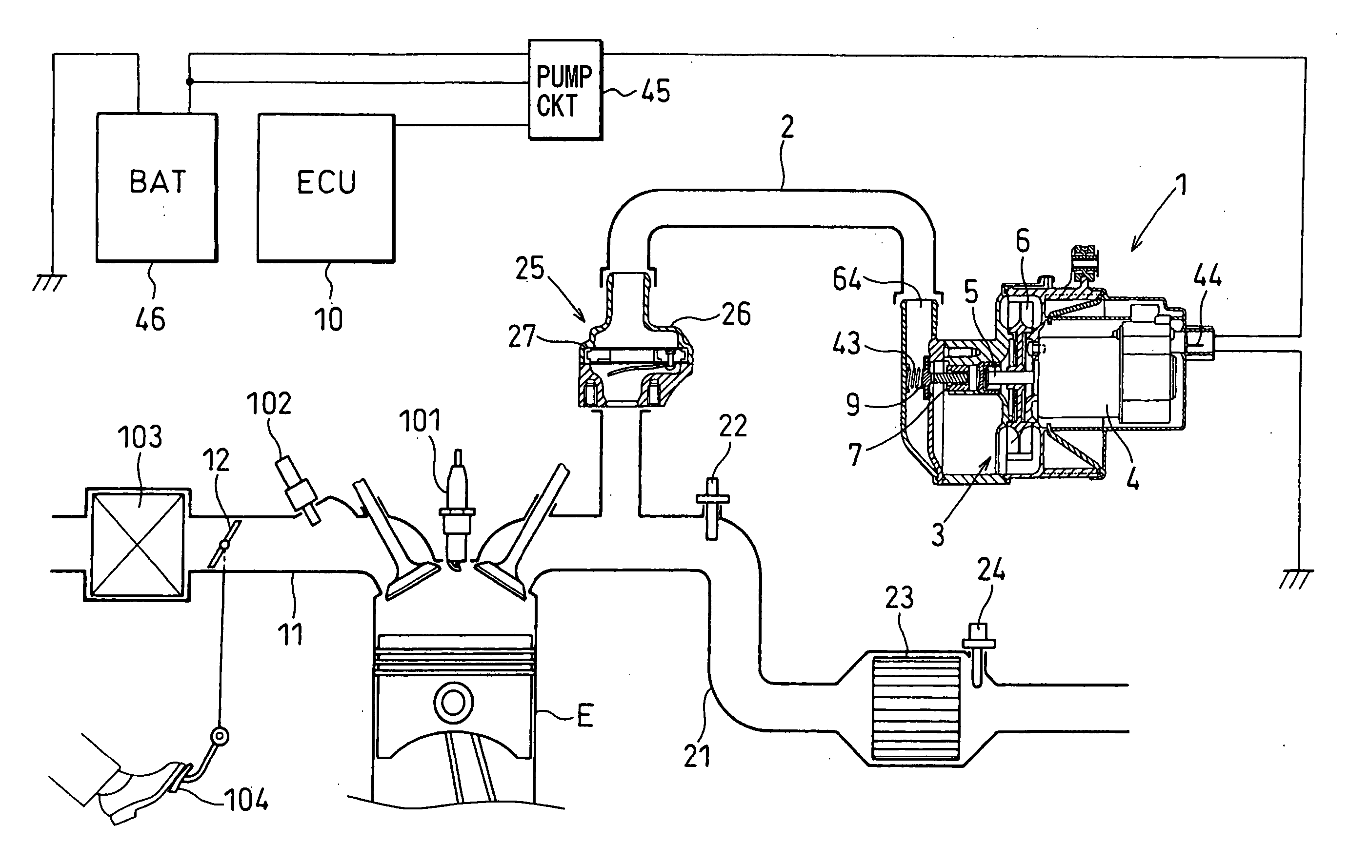 Electric air pump apparatus and evaporation fuel treatment system