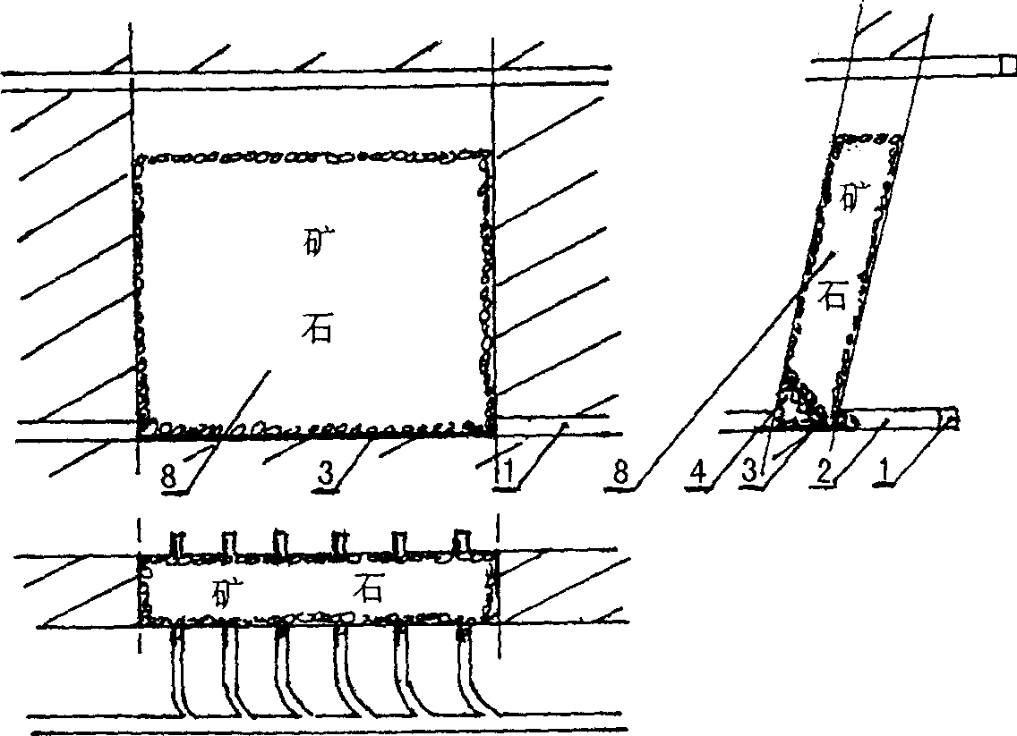 Method for constructing steel bar concrete bottom pillars for space mining process for middle thick mine body