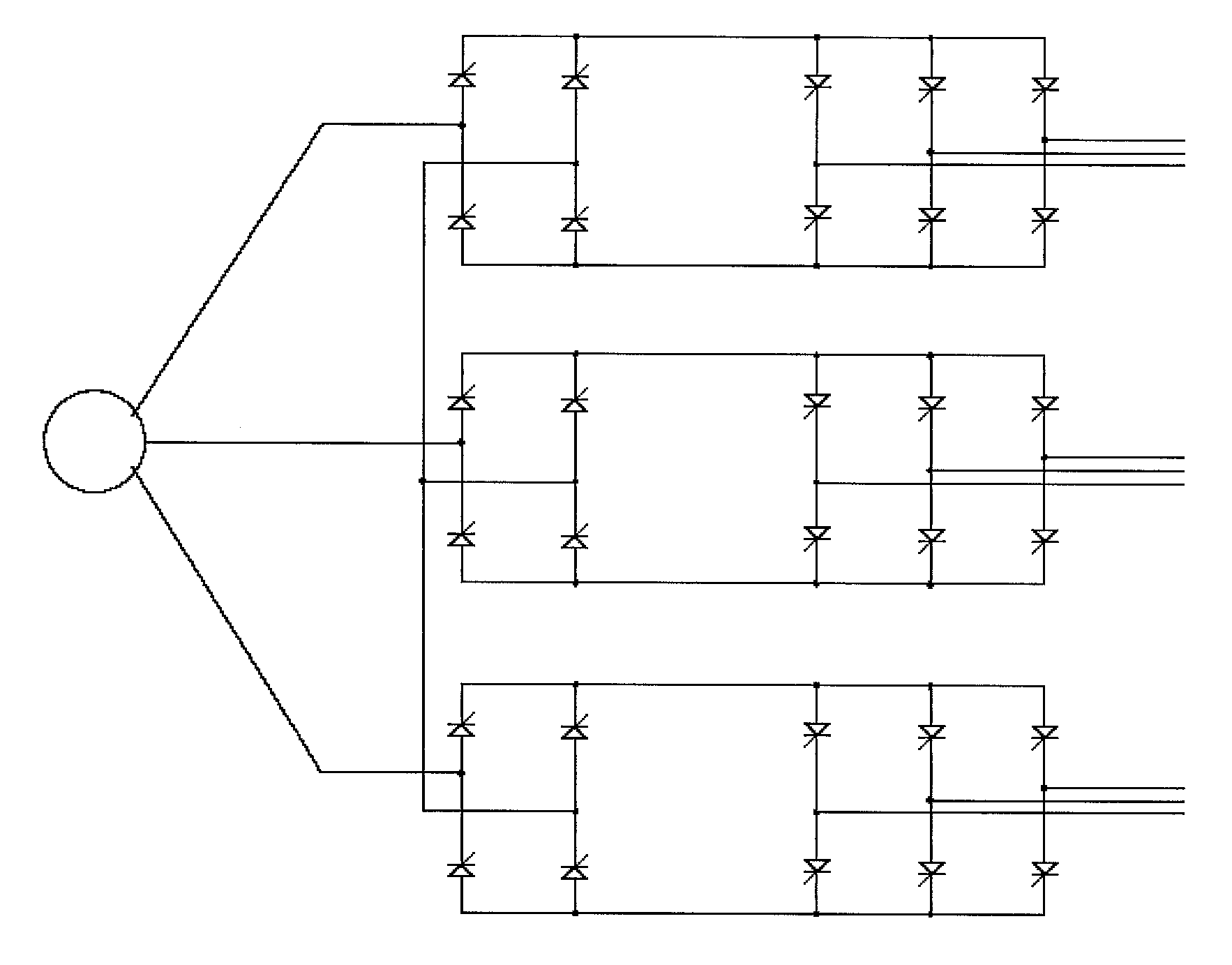 Converting device of electrical energy