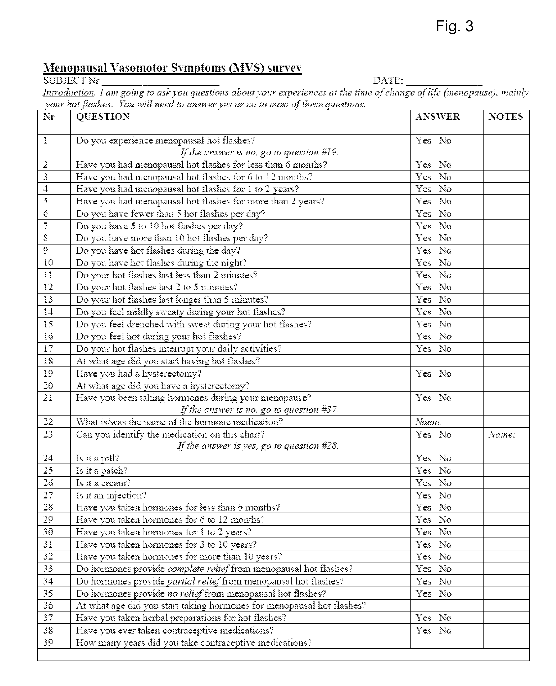 System, Method and Apparatus for Assessing Menopausal or Post-Hysterectomy Symptoms