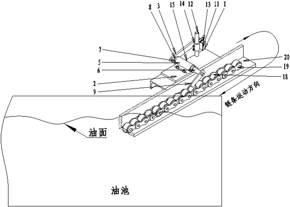 Quenching oil pool chain motion state monitoring device and monitoring method